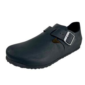 Birkenstock London Closed Back Shoe in Black Oiled Leather